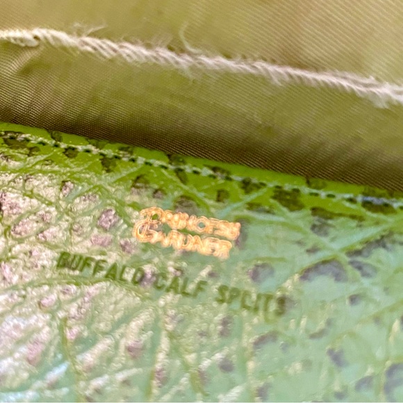 VINTAGE :1960s Princess Gardner Green Leather Kiss Clasp Long Wallet - Picture 5 of 7